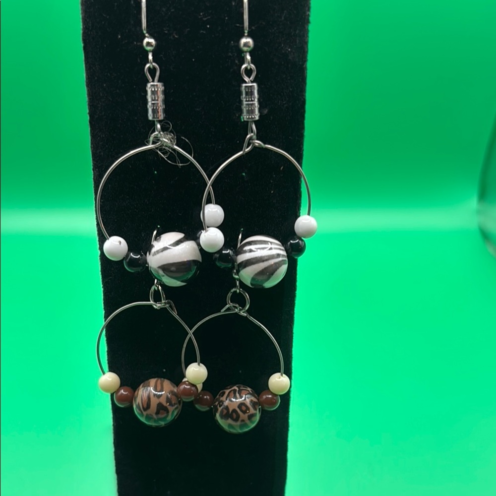 Elegant Black and White Beaded Earrings